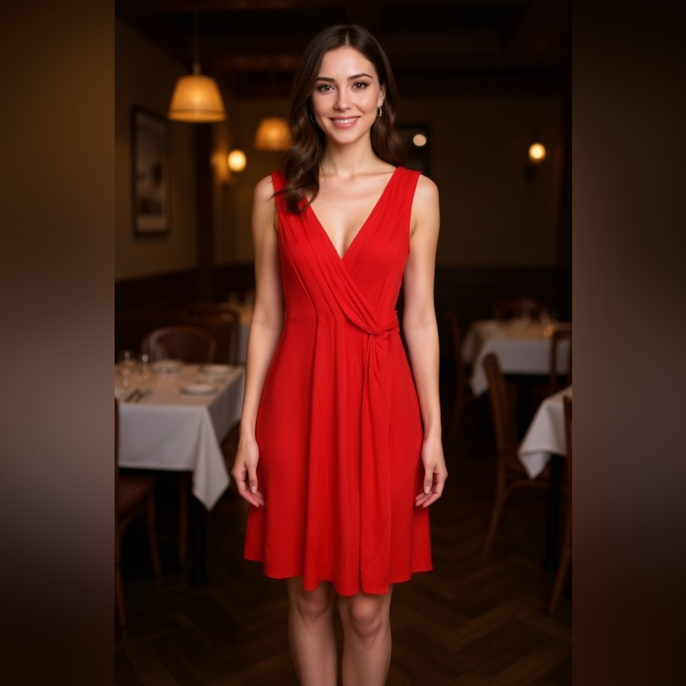 Women’s stretchy Tommy Bahama lady in red dress